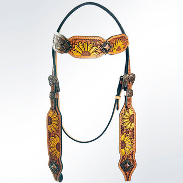 AMERICAN DARLING Western Horse Headstall Breast Collar Set Leather